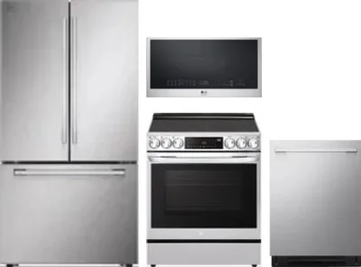 4 Piece Package Includes Refrigerator, Range, Microwave And Dishwasher