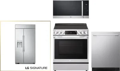 4 Piece Package Includes Refrigerator, Range, Microwave And Dishwasher