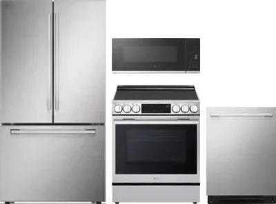 4 Piece Package Includes Refrigerator, Range, Microwave And Dishwasher