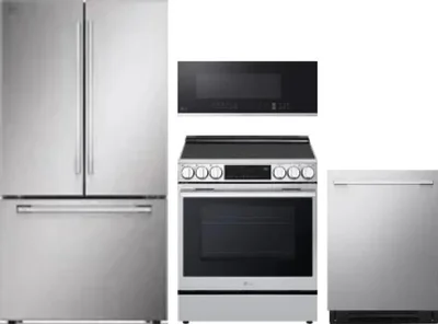 4 Piece Package Includes Refrigerator, Range, Microwave And Dishwasher