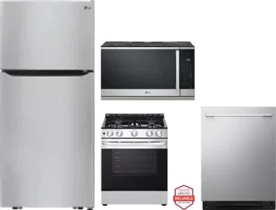 4 Piece Package Includes Refrigerator, Range, Microwave And Dishwasher