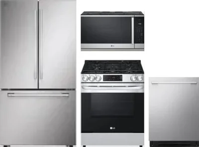 4 Piece Package Includes Refrigerator, Range, Microwave And Dishwasher