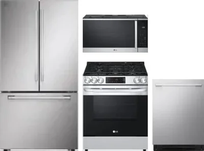4 Piece Package Includes Refrigerator, Range, Microwave And Dishwasher