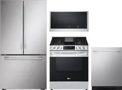 4 Piece Package Includes Refrigerator, Range, Microwave And Dishwasher