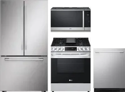 4 Piece Package Includes Refrigerator, Range, Microwave And Dishwasher