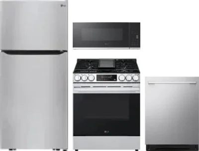 4 Piece Package Includes Refrigerator, Range, Microwave And Dishwasher