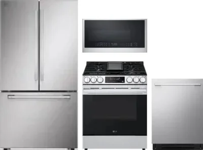 4 Piece Package Includes Refrigerator, Range, Microwave And Dishwasher