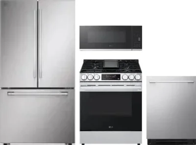 4 Piece Package Includes Refrigerator, Range, Microwave And Dishwasher