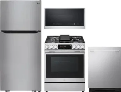 4 Piece Package Includes Refrigerator, Range, Microwave And Dishwasher