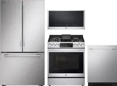 4 Piece Package Includes Refrigerator, Range, Microwave And Dishwasher
