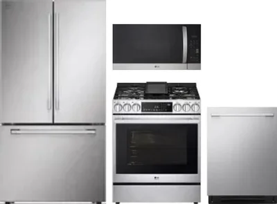 4 Piece Package Includes Refrigerator, Range, Microwave And Dishwasher