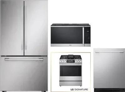 4 Piece Package Includes Refrigerator, Range, Microwave And Dishwasher