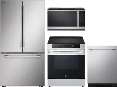 4 Piece Package Includes Refrigerator, Range, Microwave And Dishwasher