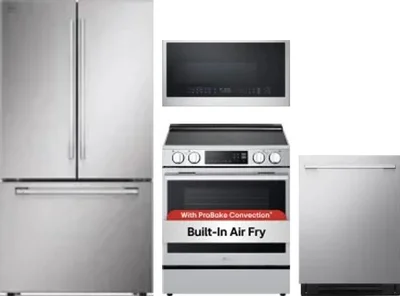 4 Piece Package Includes Refrigerator, Range, Microwave And Dishwasher