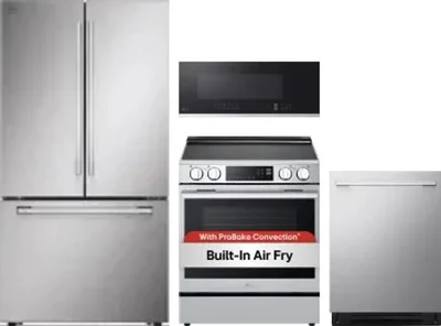 4 Piece Package Includes Refrigerator, Range, Microwave And Dishwasher