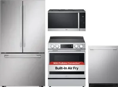 4 Piece Package Includes Refrigerator, Range, Microwave And Dishwasher