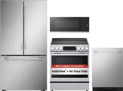 4 Piece Package Includes Refrigerator, Range, Microwave And Dishwasher