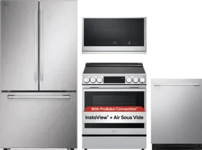 4 Piece Package Includes Refrigerator, Range, Microwave And Dishwasher
