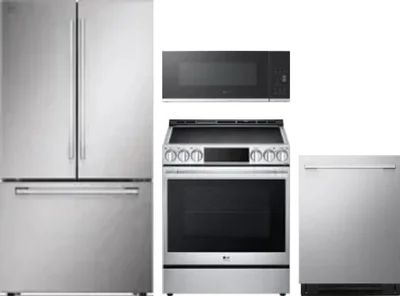 4 Piece Package Includes Refrigerator, Range, Microwave And Dishwasher