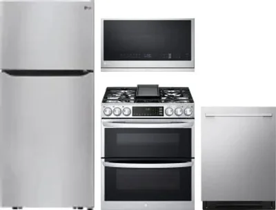 4 Piece Package Includes Refrigerator, Range, Microwave And Dishwasher