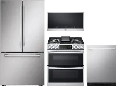 4 Piece Package Includes Refrigerator, Range, Microwave And Dishwasher