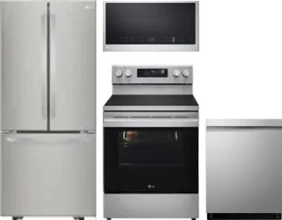 4 Piece Package Includes Refrigerator, Range, Microwave And Dishwasher