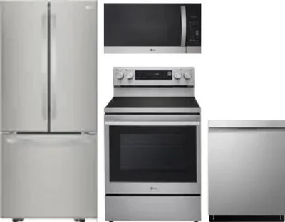 4 Piece Package Includes Refrigerator, Range, Microwave And Dishwasher