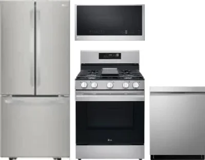 4 Piece Package Includes Refrigerator, Range, Microwave And Dishwasher