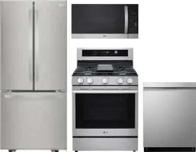 4 Piece Package Includes Refrigerator, Range, Microwave And Dishwasher