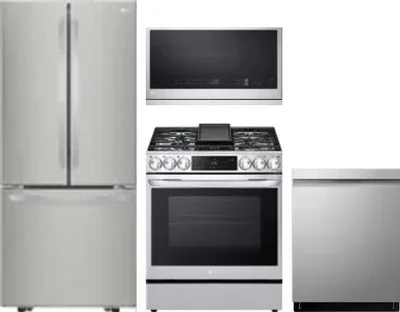 4 Piece Package Includes Refrigerator, Range, Microwave And Dishwasher