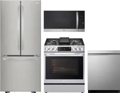 4 Piece Package Includes Refrigerator, Range, Microwave And Dishwasher