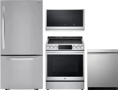 4 Piece Package Includes Refrigerator, Range, Microwave And Dishwasher