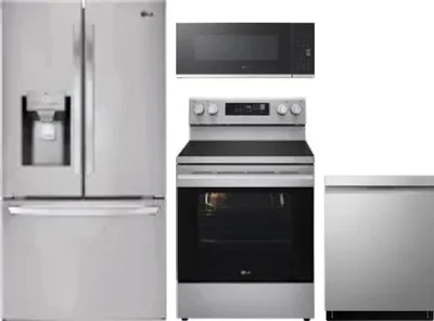 4 Piece Package Includes Refrigerator, Range, Microwave And Dishwasher