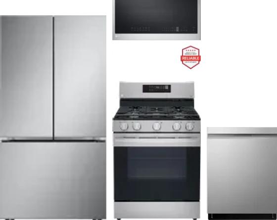 4 Piece Package Includes Refrigerator, Range, Microwave And Dishwasher