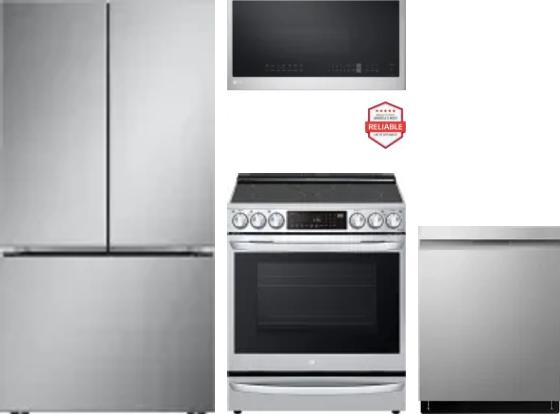 4 Piece Package Includes Refrigerator, Range, Microwave And Dishwasher