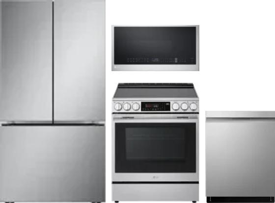 4 Piece Package Includes Refrigerator, Range, Microwave And Dishwasher