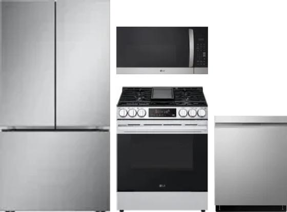 4 Piece Package Includes Refrigerator, Range, Microwave And Dishwasher