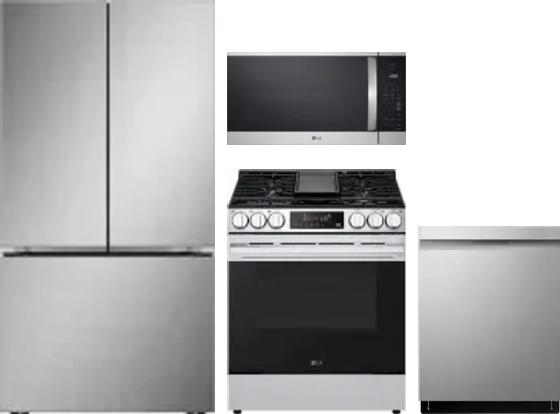 4 Piece Package Includes Refrigerator, Range, Microwave And Dishwasher