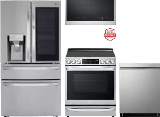4 Piece Package Includes Refrigerator, Range, Microwave And Dishwasher