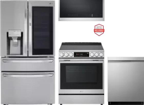 4 Piece Package Includes Refrigerator, Range, Microwave And Dishwasher
