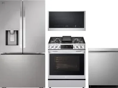 4 Piece Package Includes Refrigerator, Range, Microwave And Dishwasher