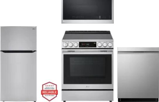 4 Piece Package Includes Refrigerator, Range, Microwave And Dishwasher