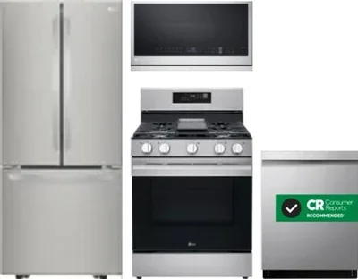 4 Piece Package Includes Refrigerator, Range, Microwave And Dishwasher