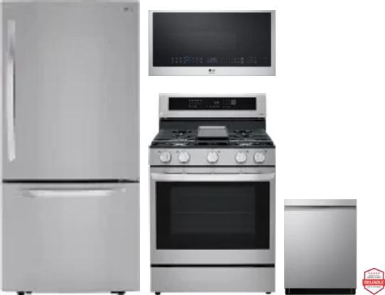 4 Piece Package Includes Refrigerator, Range, Microwave And Dishwasher