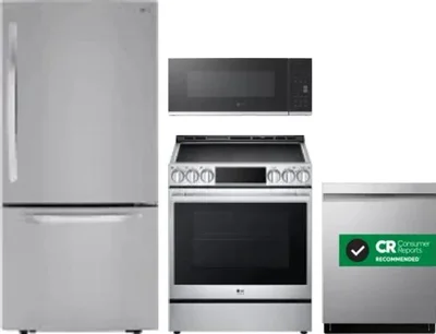 4 Piece Package Includes Refrigerator, Range, Microwave And Dishwasher