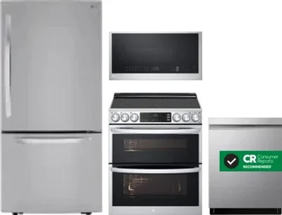 4 Piece Package Includes Refrigerator, Range, Microwave And Dishwasher