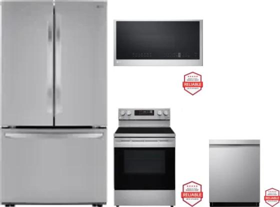 4 Piece Package Includes Refrigerator, Range, Microwave And Dishwasher