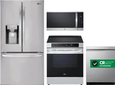4 Piece Package Includes Refrigerator, Range, Microwave And Dishwasher