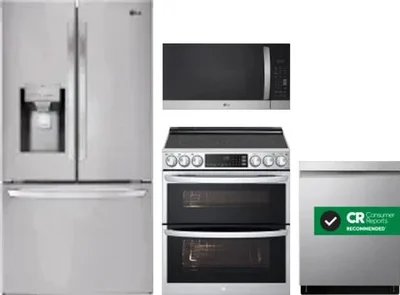 4 Piece Package Includes Refrigerator, Range, Microwave And Dishwasher