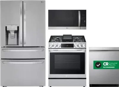 4 Piece Package Includes Refrigerator, Range, Microwave And Dishwasher